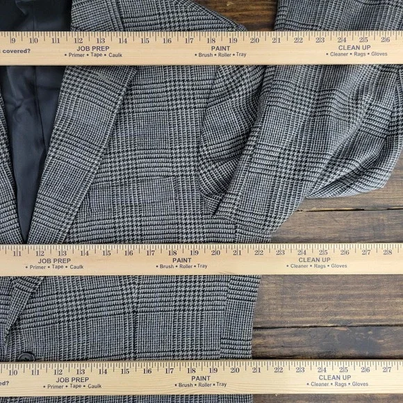 Haggar‎ Men's Sport Coat Blazer Two Button Gray Plaid Lambs Wool Size 42L